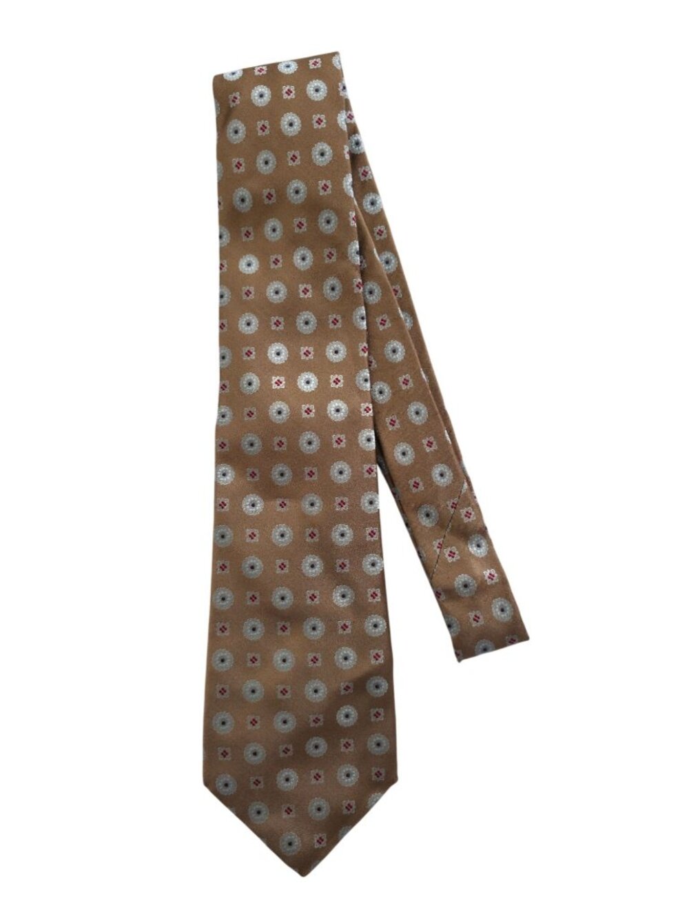 KITON Napoli Bronze-Brown Geometric 100% Silk Tie - Made In Italy